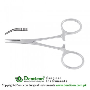 Micro-Mosquito Haemostatic Forcep Curved - 1 x 2 Teeth Stainless Steel, 10 cm - 4" 